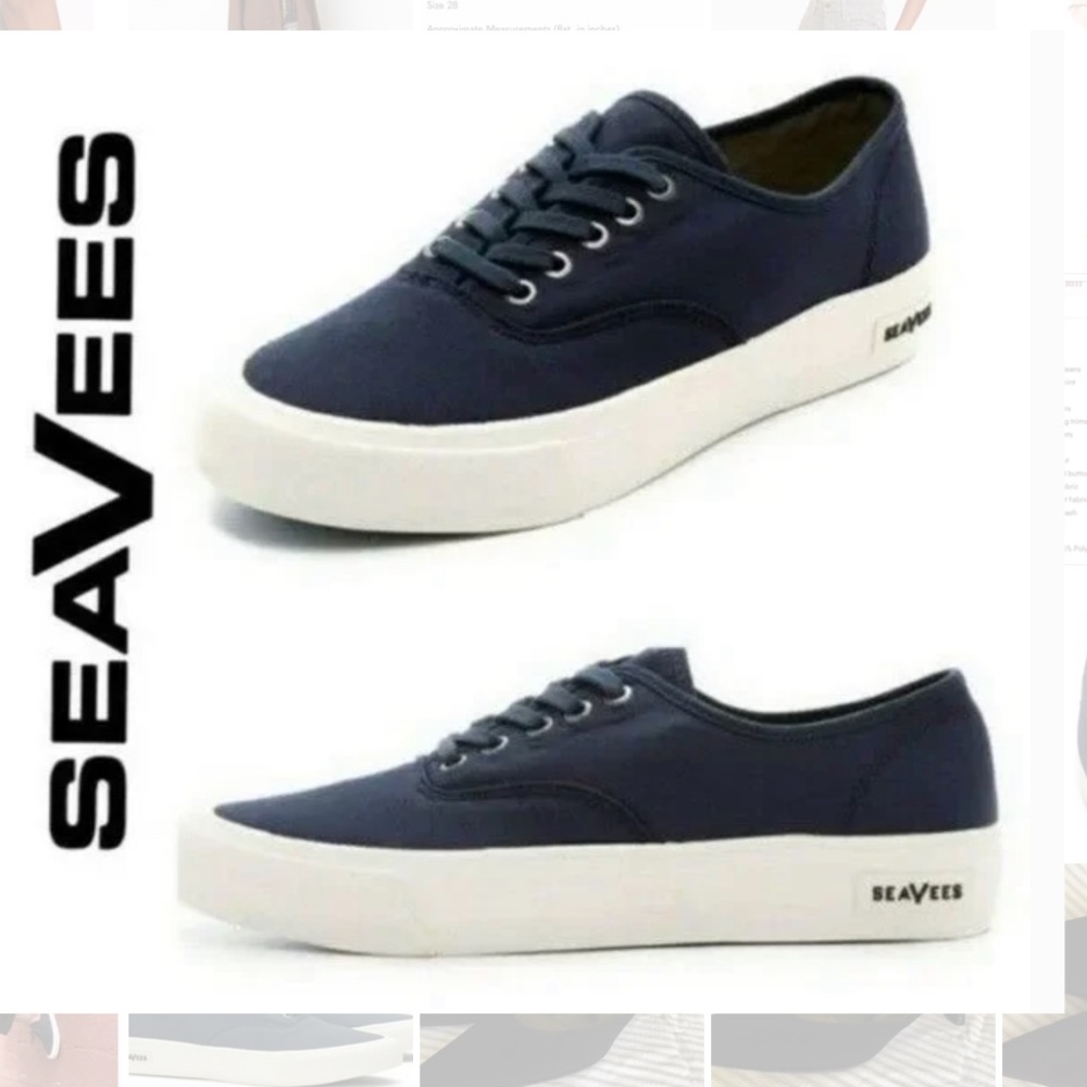 SeaVees M7/W8.5 Navy Blue Corduroy Legend Varsity Sneakers Orig $88